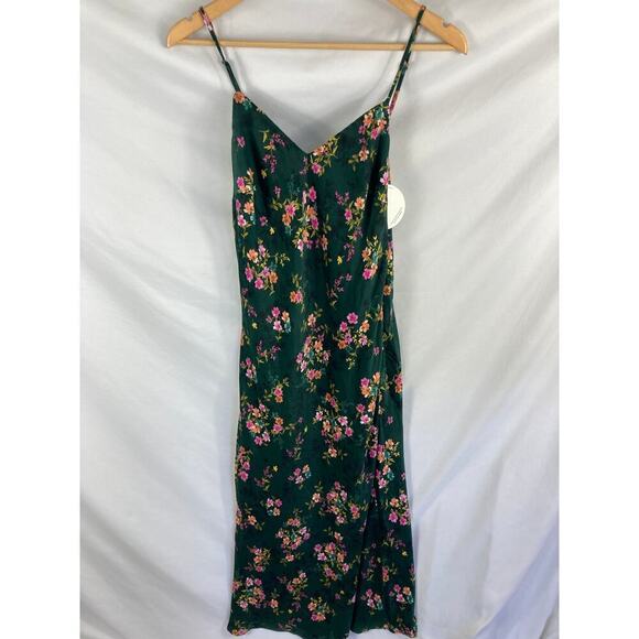 NWT Lost + Wander Sarah Floral Print Midi Slipdress Green Size Medium - Picture 5 of 9